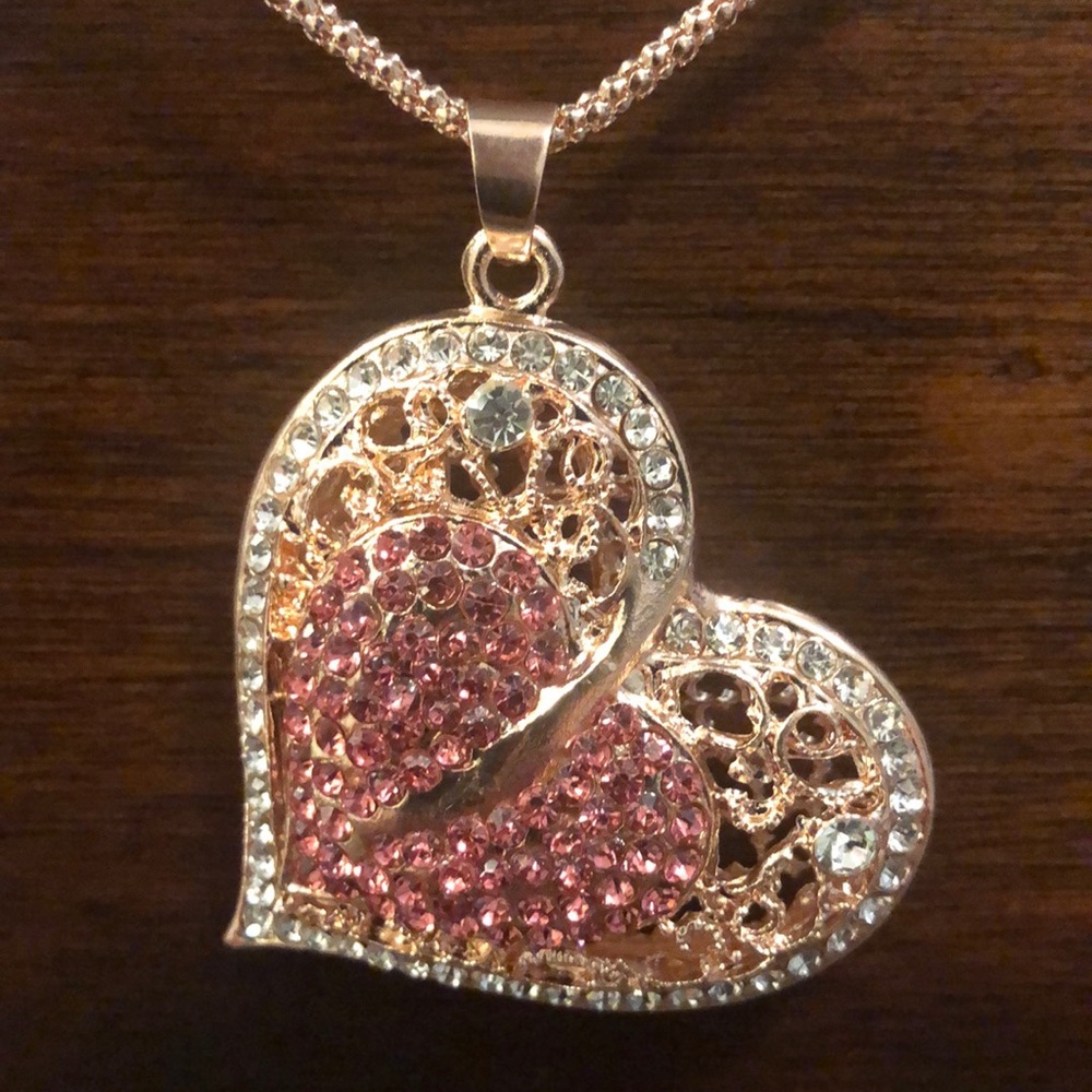 Betsey Johnson Crystal Pendant with Chain.
